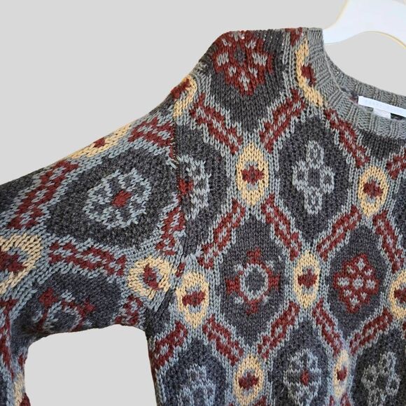Vintage Perry Ellis Sweater Mens Size Large Burgundy Wool Tribal Knit Grunge 90s - Picture 6 of 14
